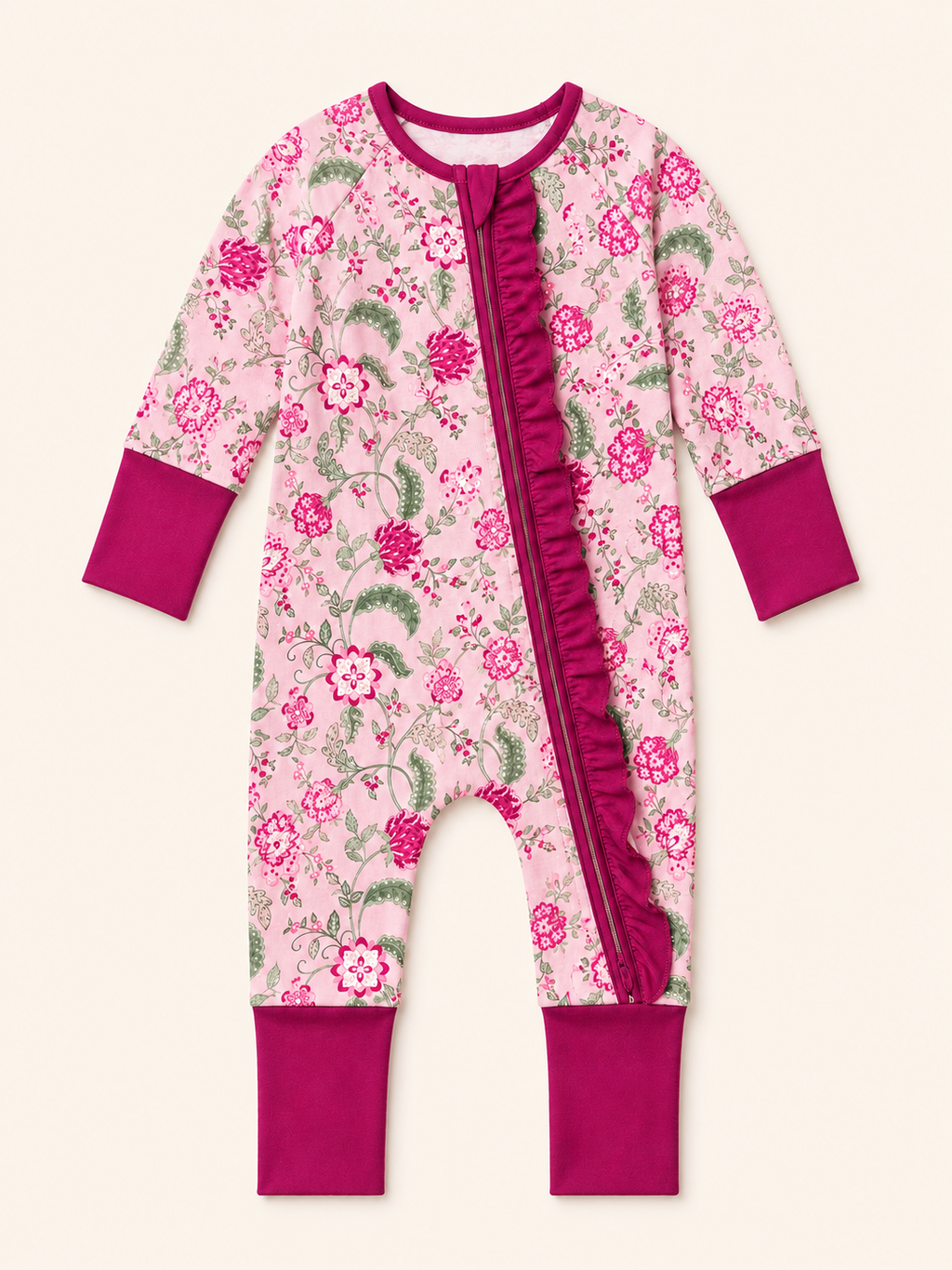 Burgandy Floral Baby Bamboo Pajama