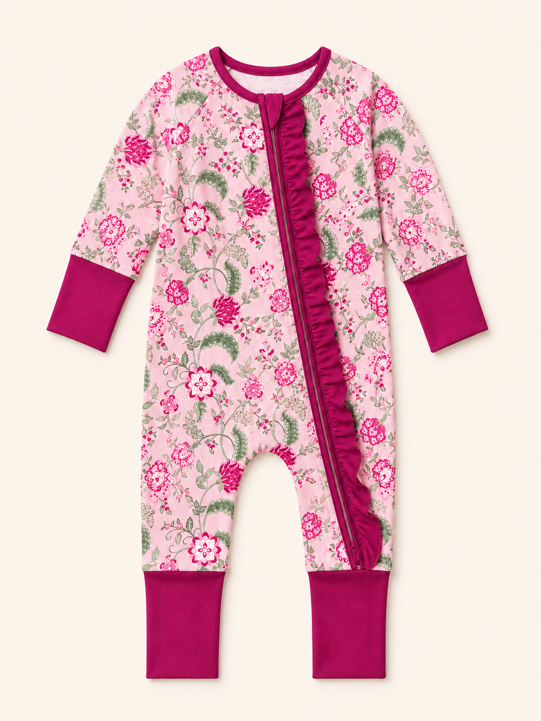 Burgandy Floral Baby Bamboo Pajama
