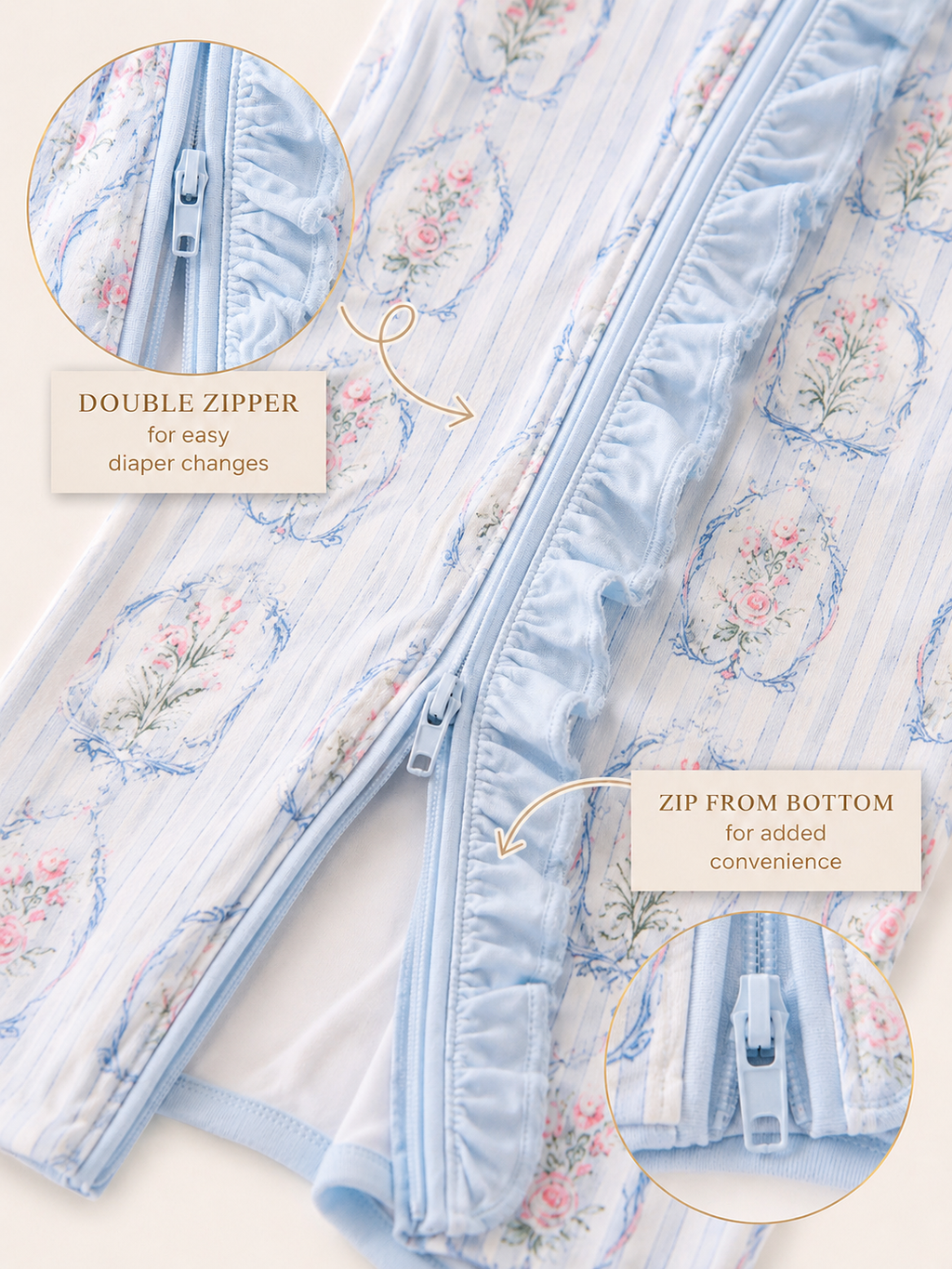 Blue Stripe Floral Baby Bamboo Pajama