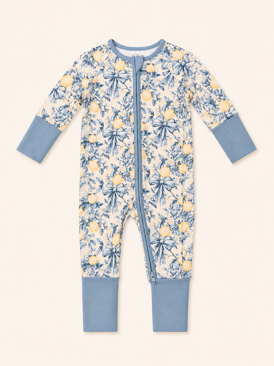 Blue Yellow Lemons Baby Bamboo Pajamas