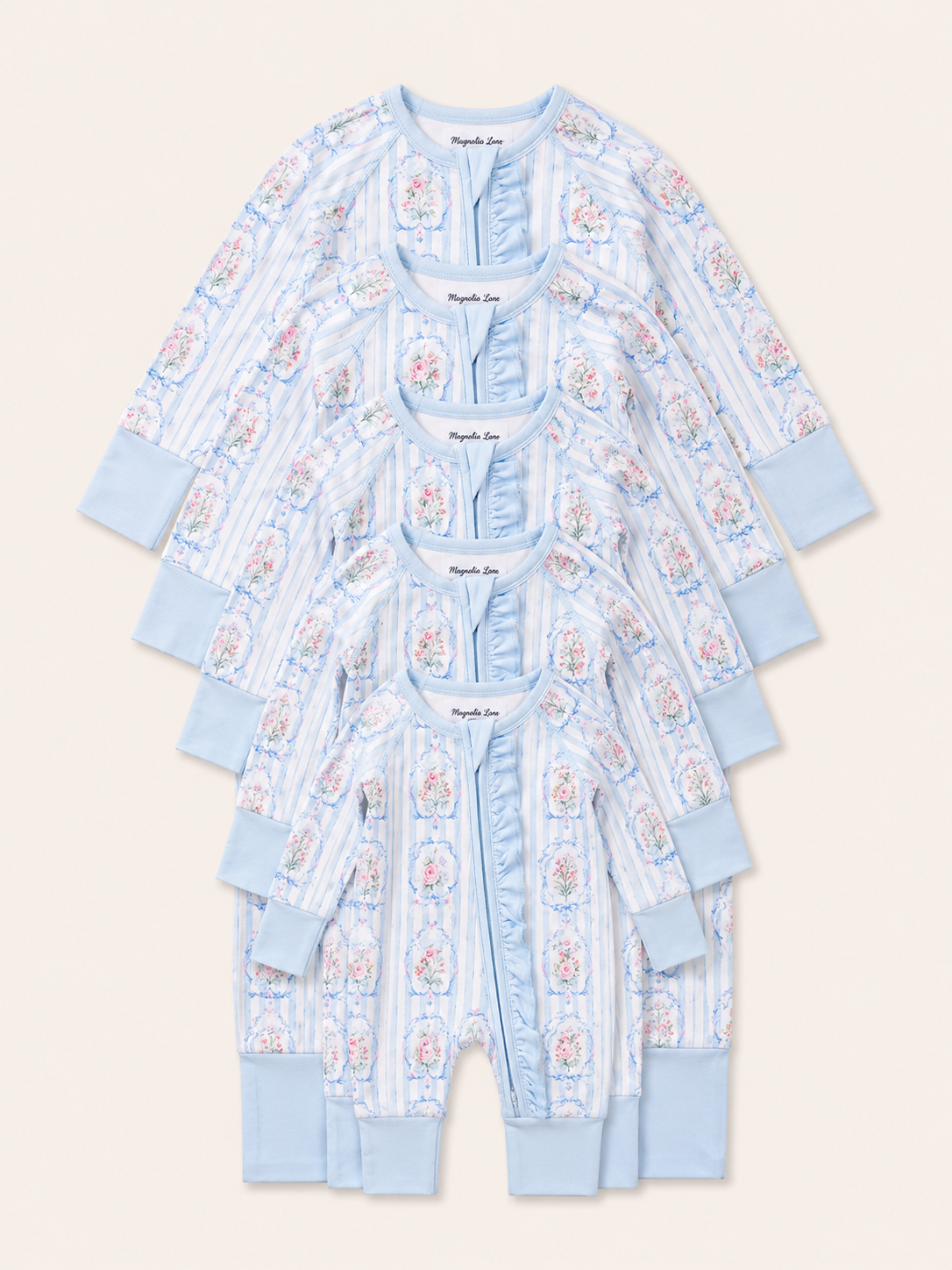 Blue Stripe Floral Baby Bamboo Pajama