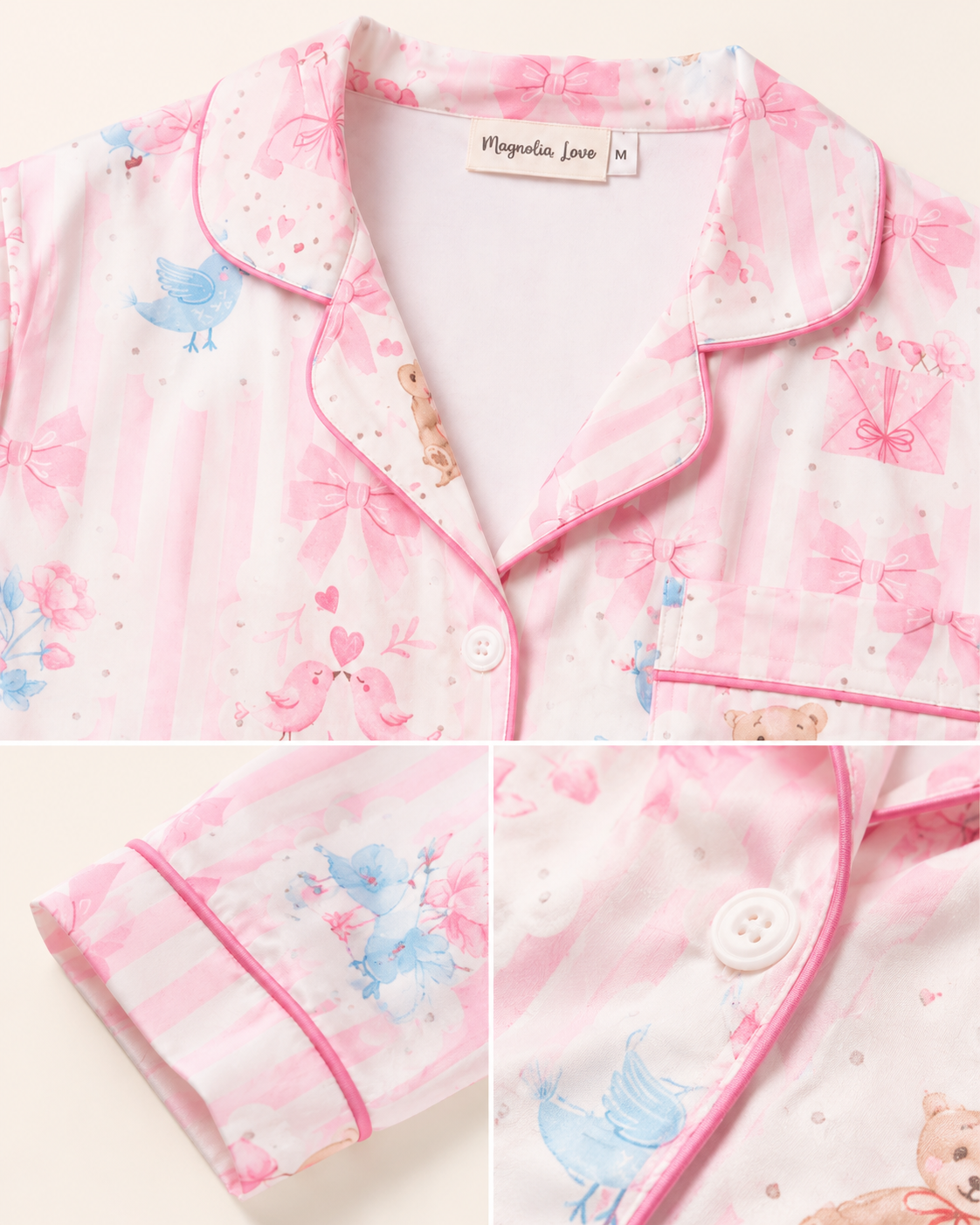 Cherry's and Bears Adult Two piece Pajama