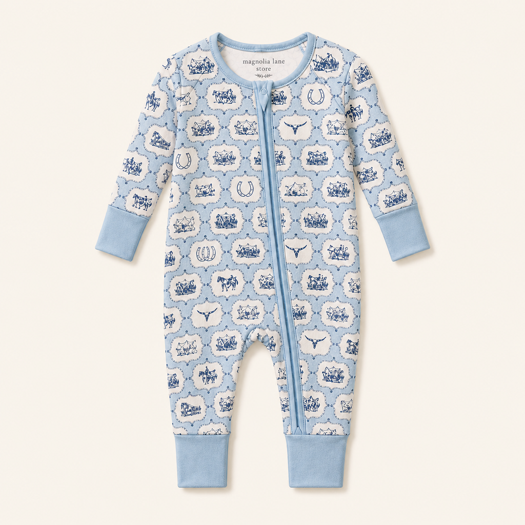 Little Blue Cowboy Baby Bamboo Pajama