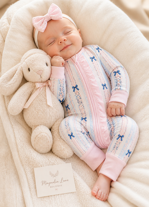 Blue Bow & Blossom Bamboo Pajama