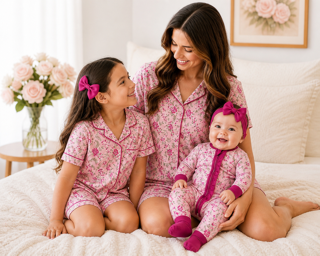 Burgandy Floral Baby Bamboo Pajama
