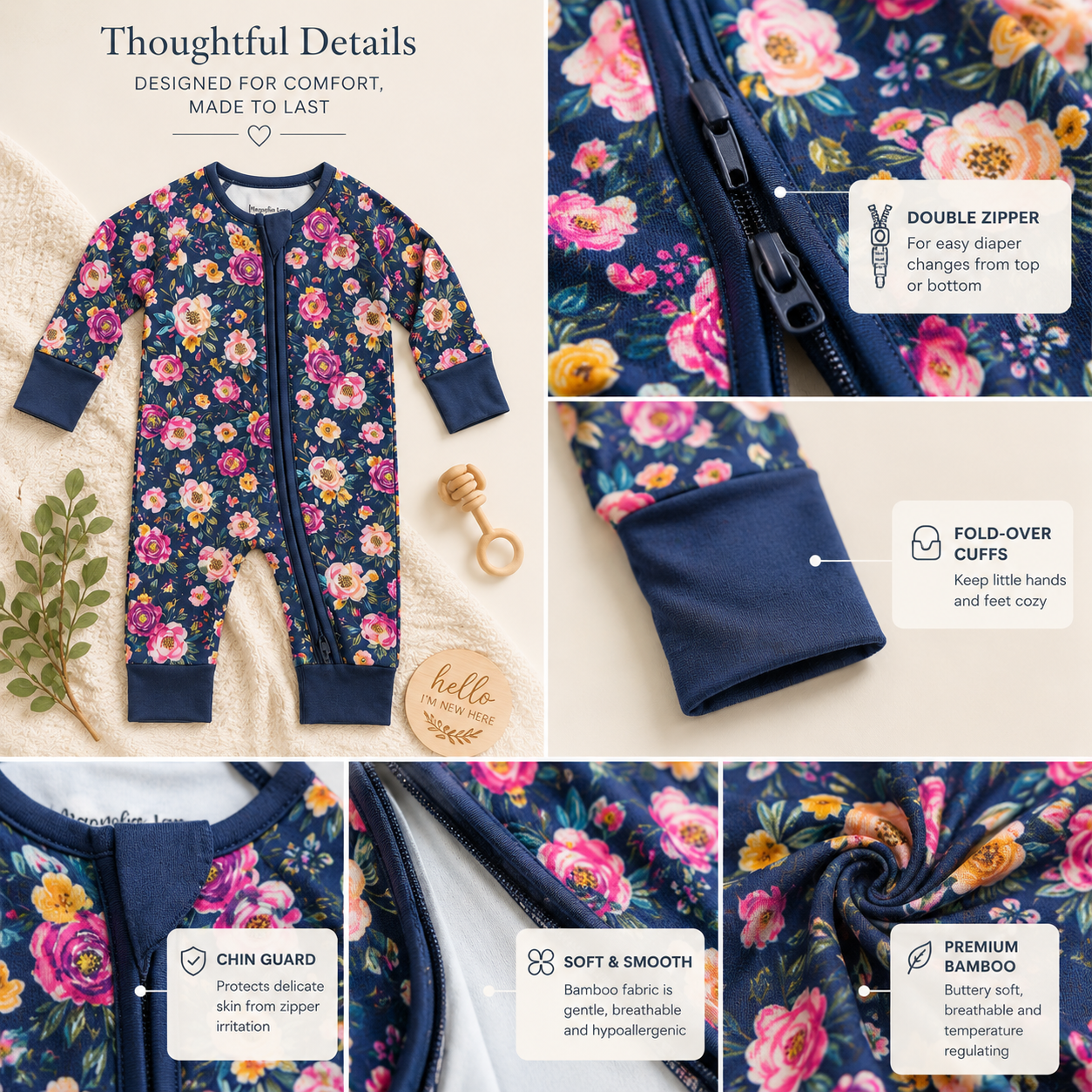 Blue floral Baby Pajamas