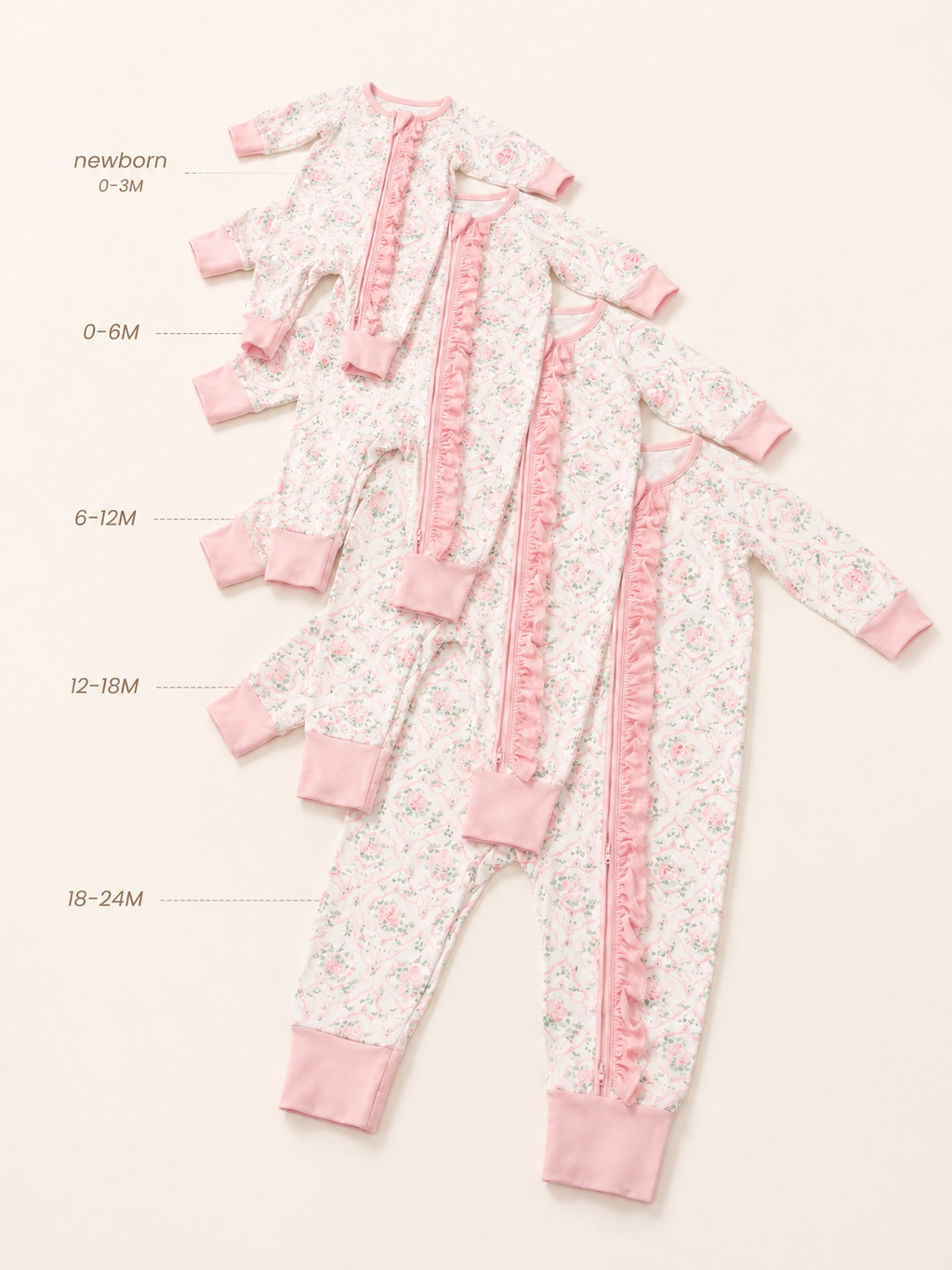 Rose White Baby Bamboo Pajama