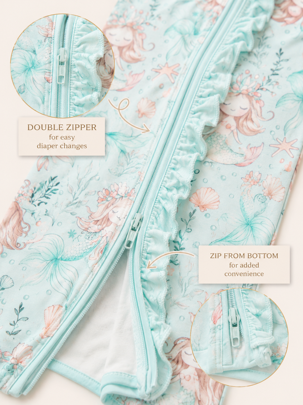 Teal Mermaid Baby Bamboo Pajama