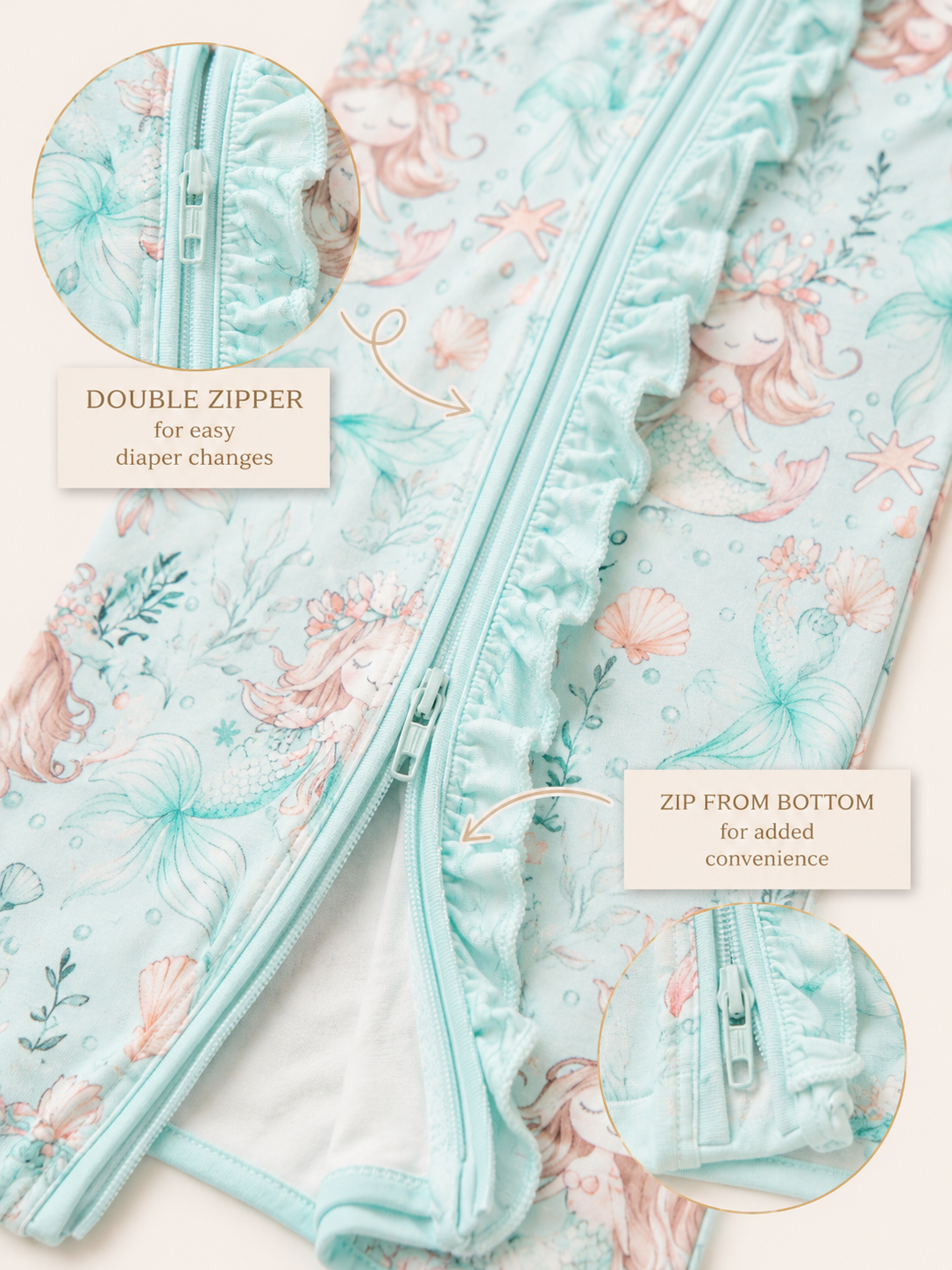 Teal Mermaid Baby Bamboo Pajama