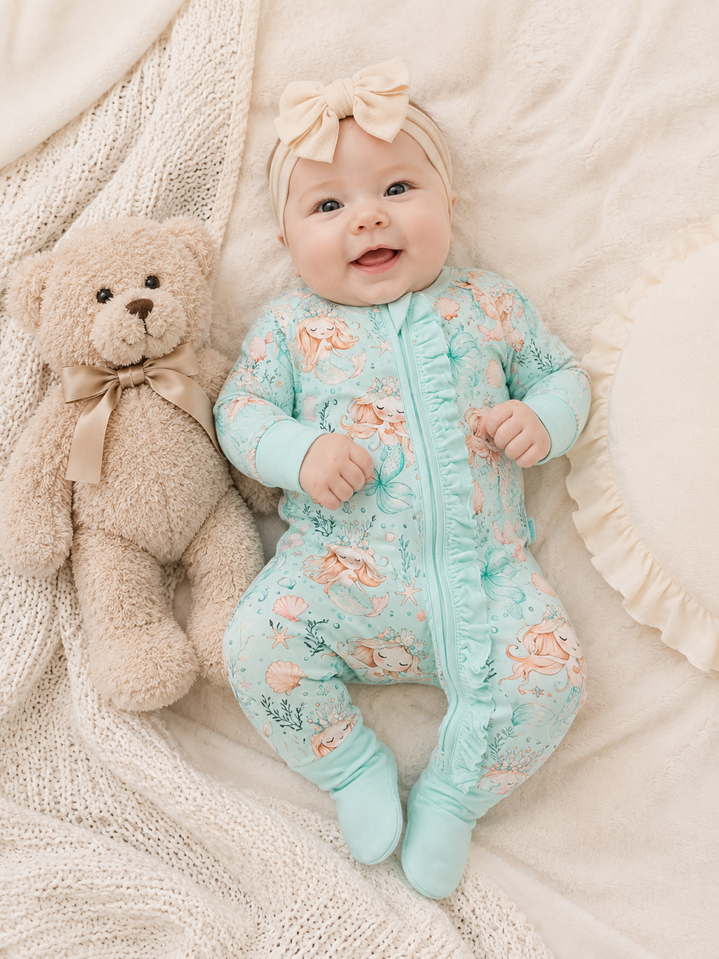 Teal Mermaid Baby Bamboo Pajama