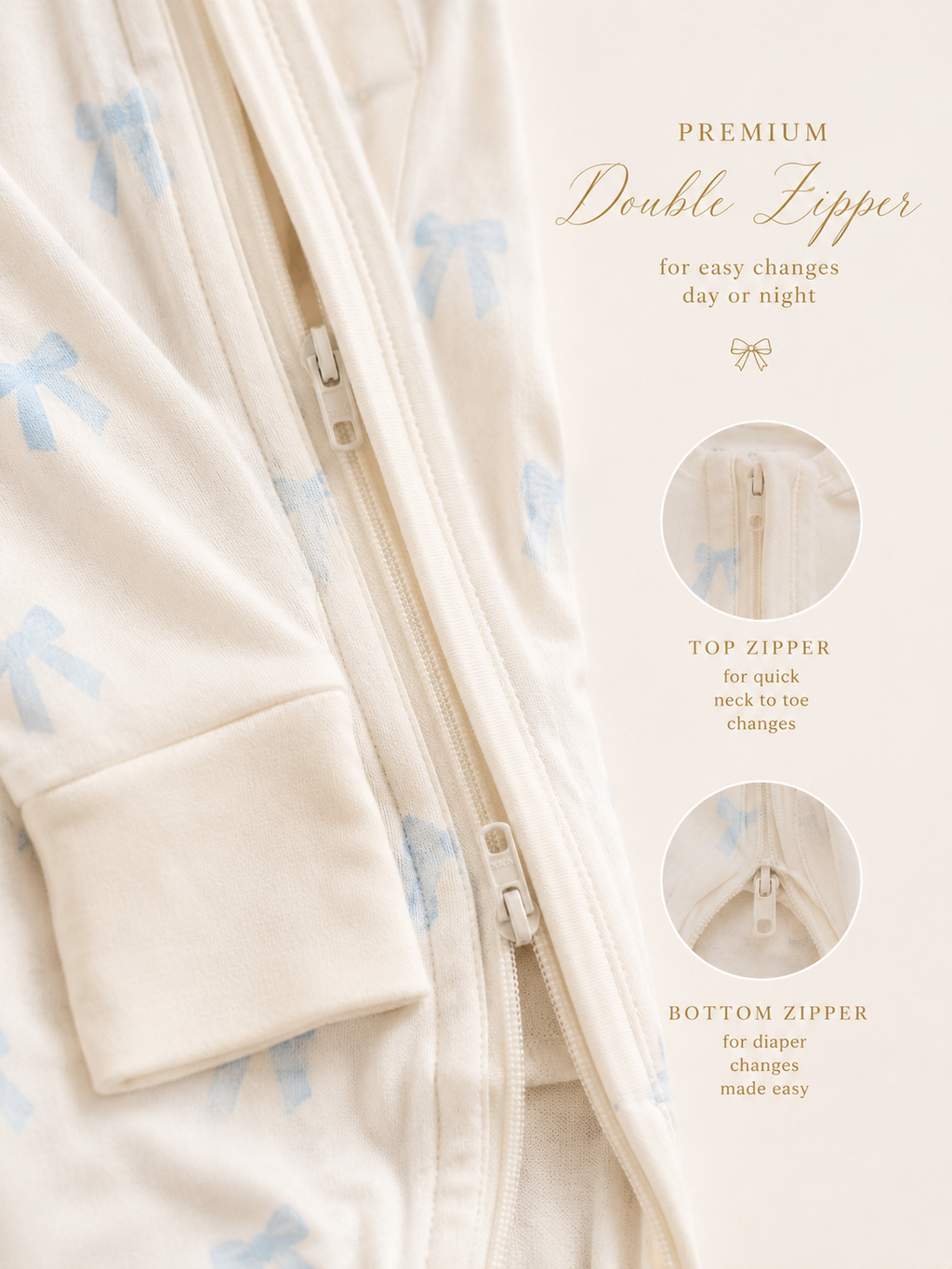 Blue bow Baby Bamboo Pajama