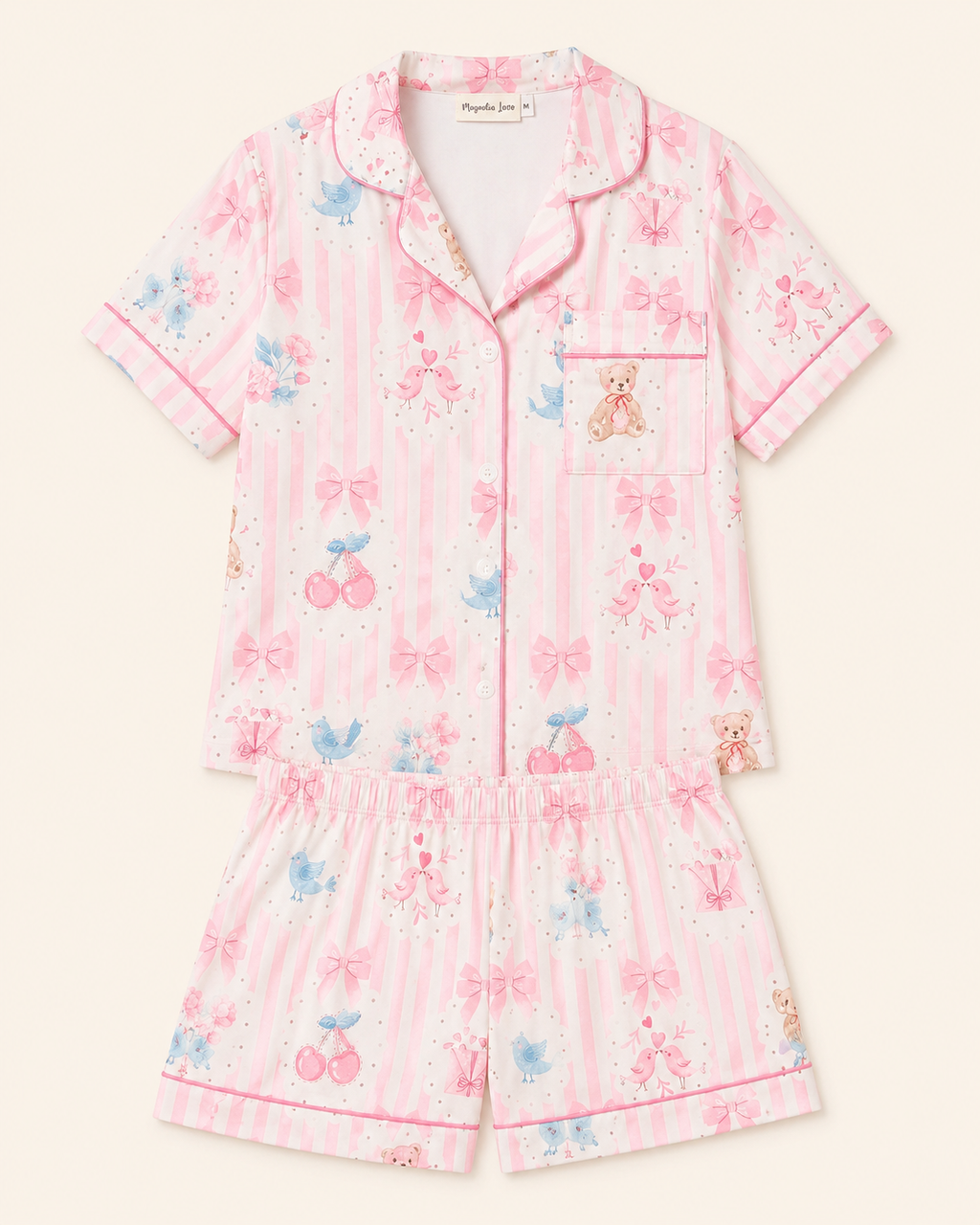 Cherry's and Bears Adult Two piece Pajama