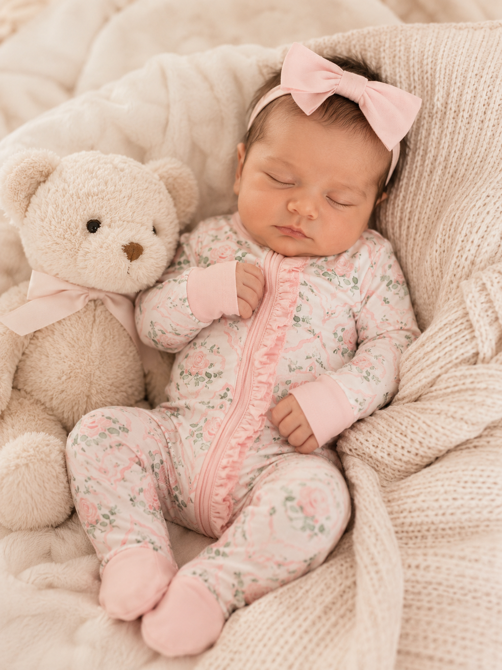 Rose White Baby Bamboo Pajama