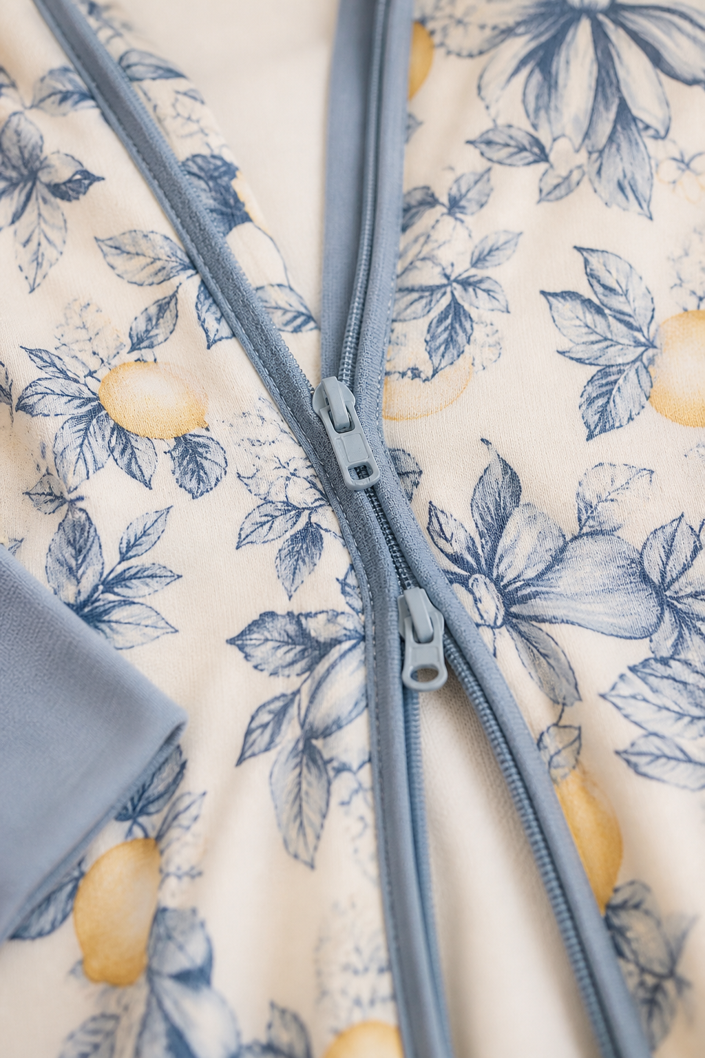 Blue Yellow Lemons Baby Bamboo Pajamas