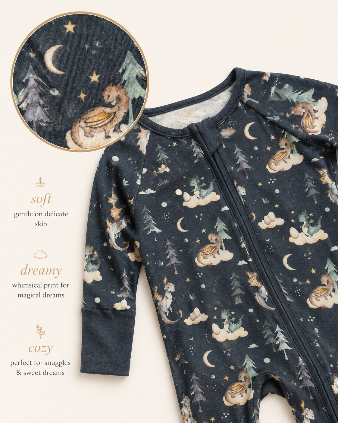 Night Time Dragon Baby Bamboo Pajama
