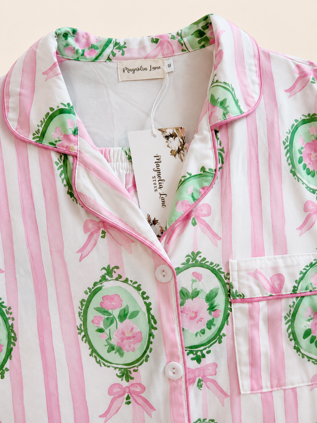 Striped Flower Adult Two piece Pajama