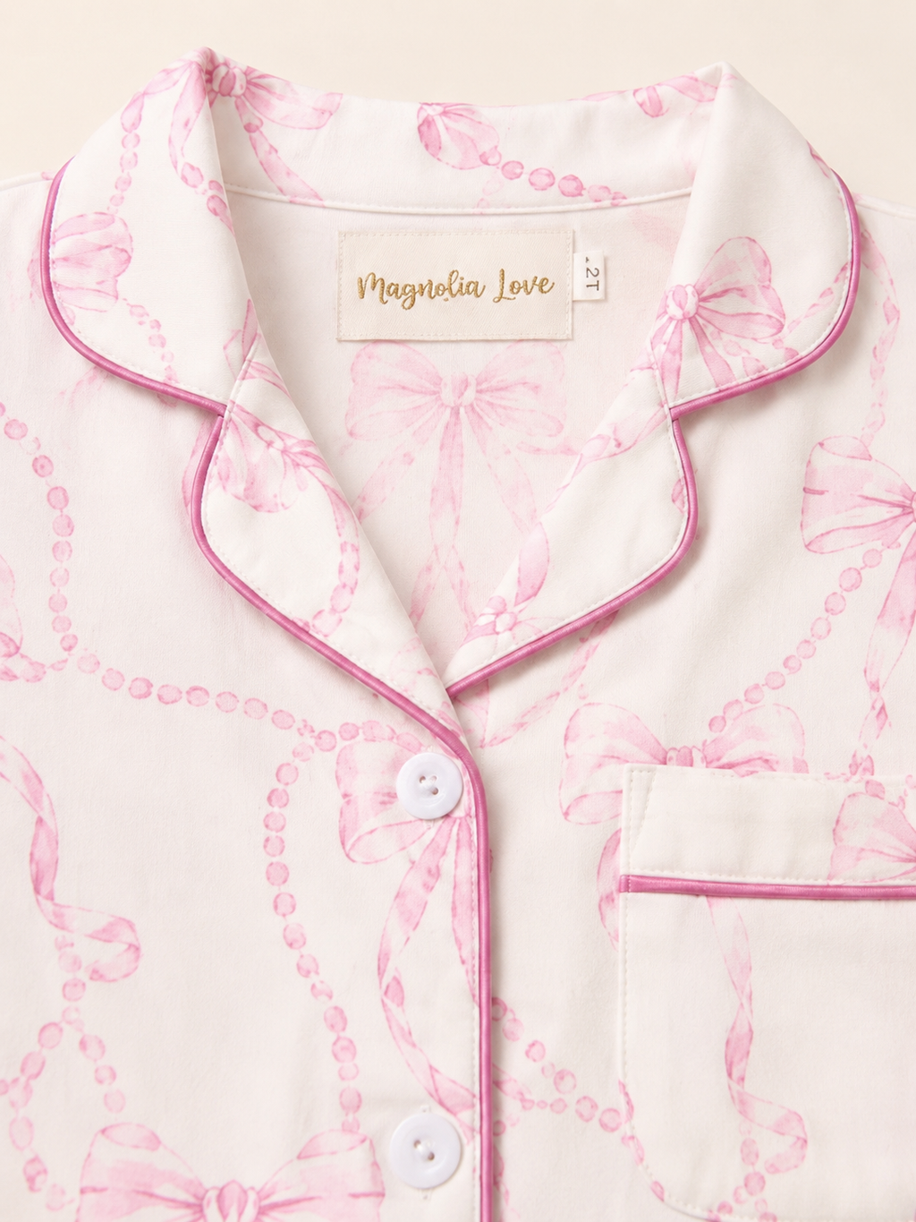 Two Piece Pink Bow Pajama
