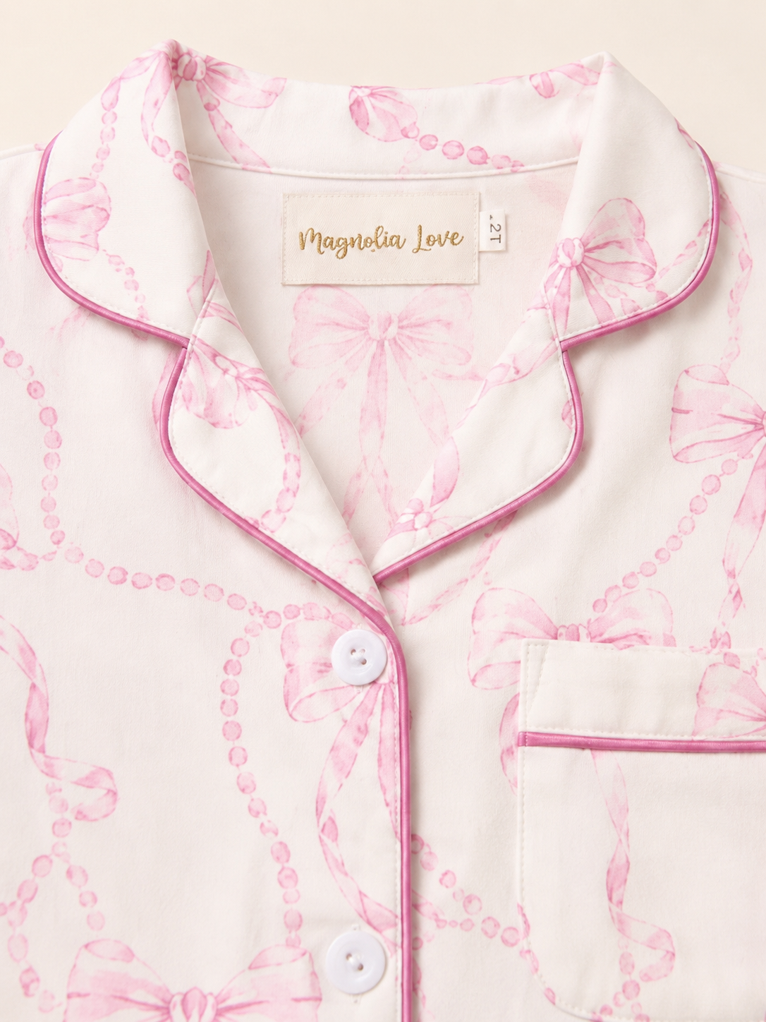 Two Piece Pink Bow Pajama