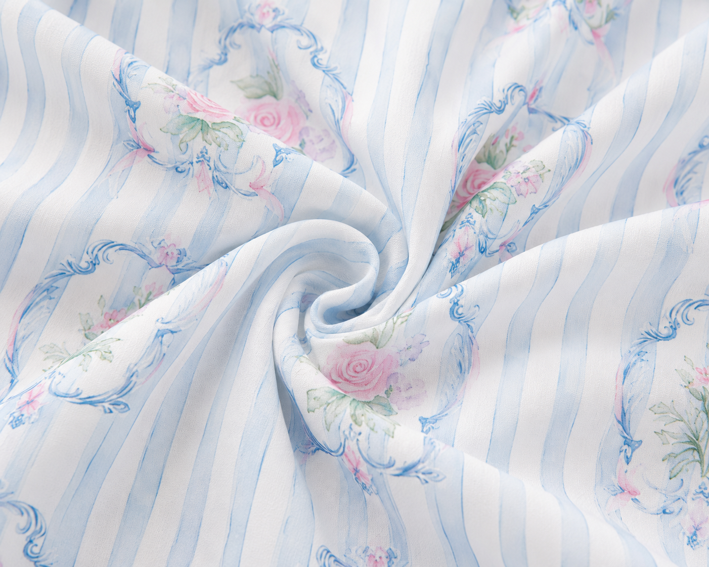 Striped Blue Floral Adult Two piece Pajama