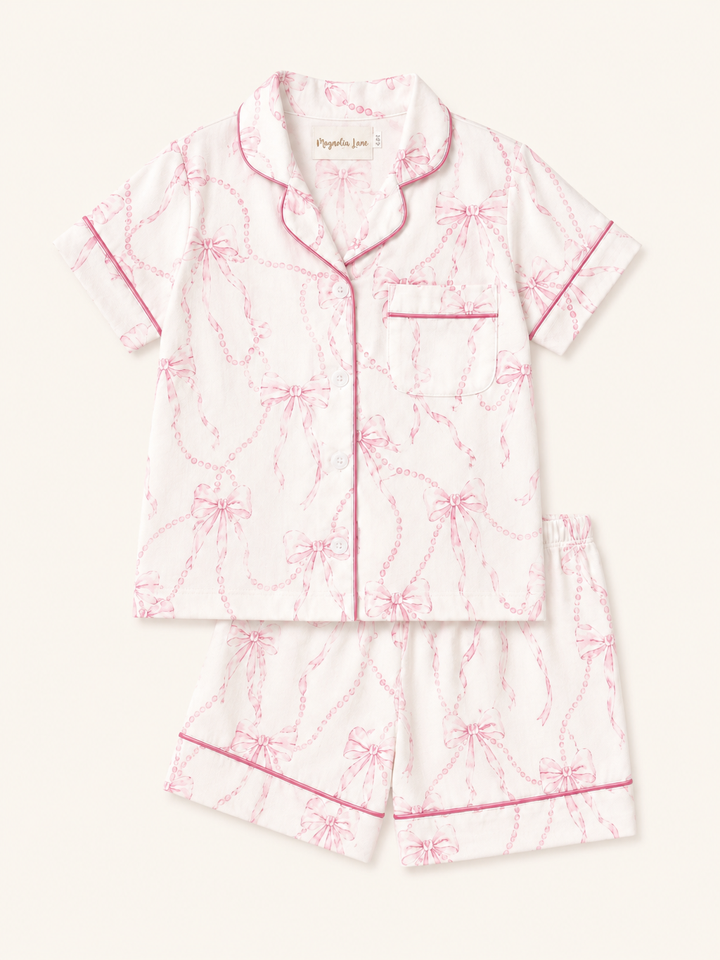 Two Piece Pink Bow Pajama