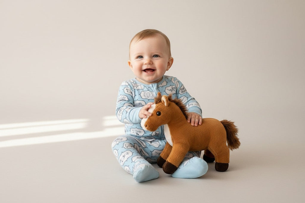 Baby in Little Blue Cowboy pajama