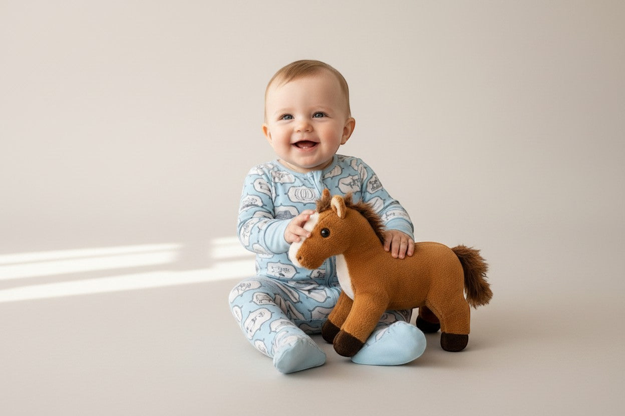 Baby in Little Blue Cowboy pajama
