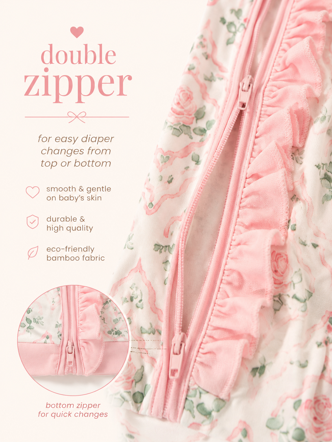Rose White Baby Bamboo Pajama