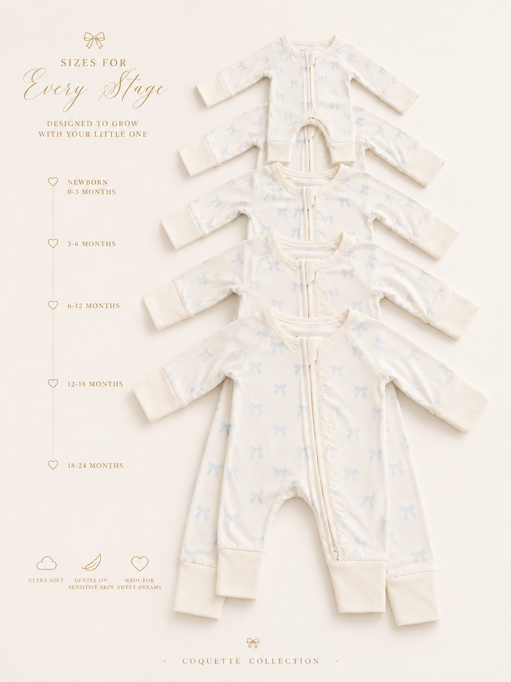 Blue bow Baby Bamboo Pajama