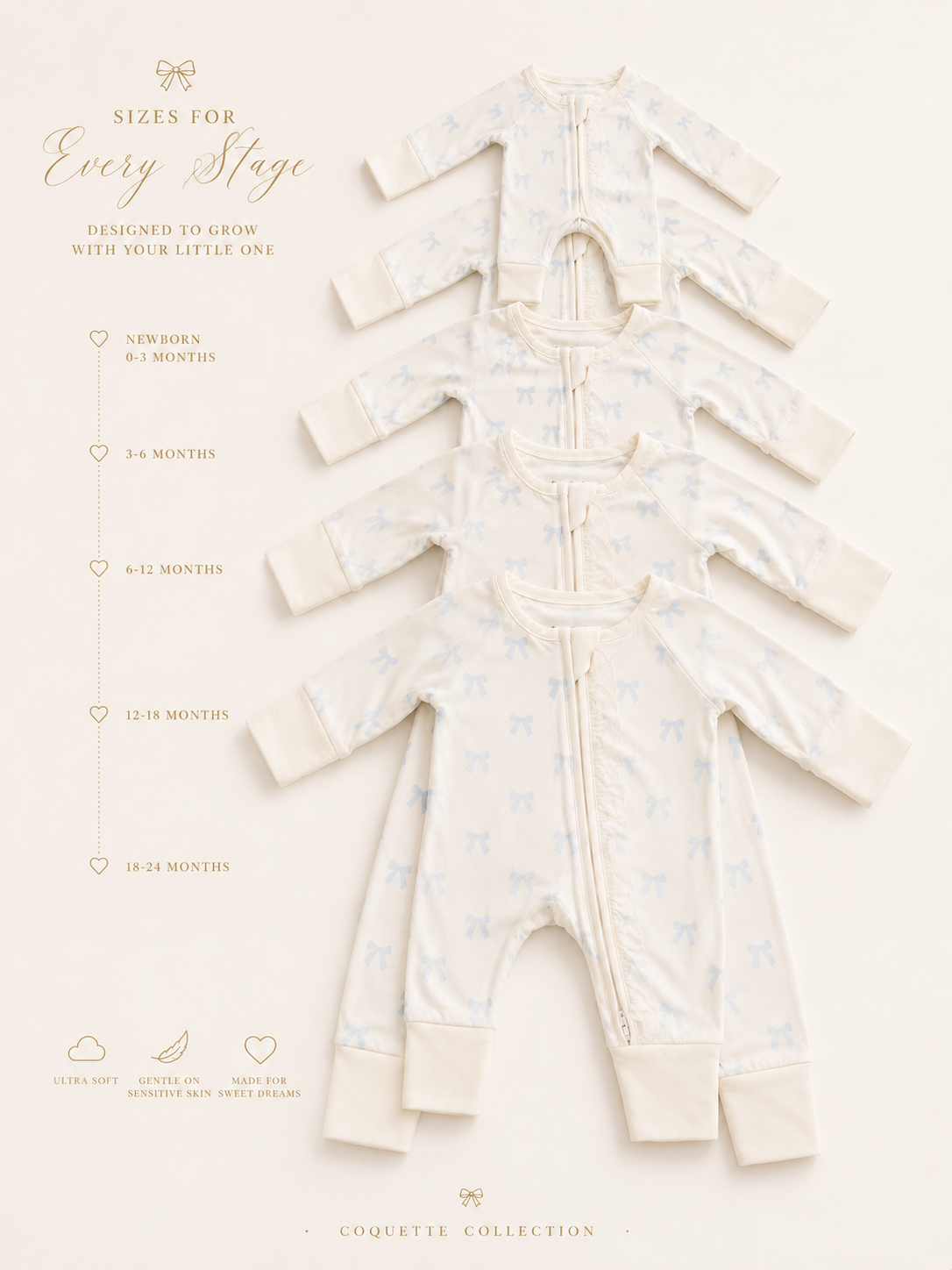 Blue bow Baby Bamboo Pajama