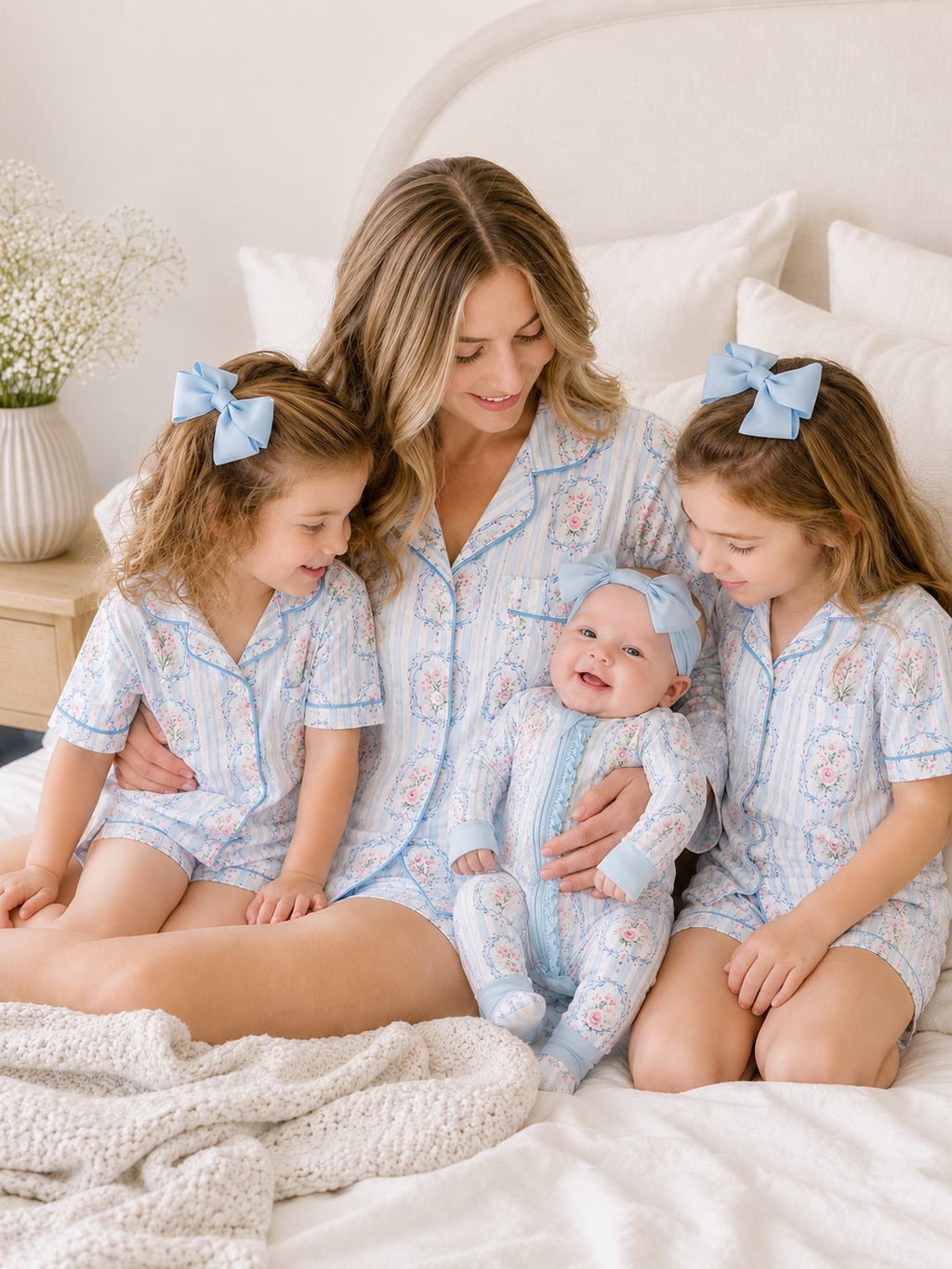 Blue Stripe Floral Baby Bamboo Pajama