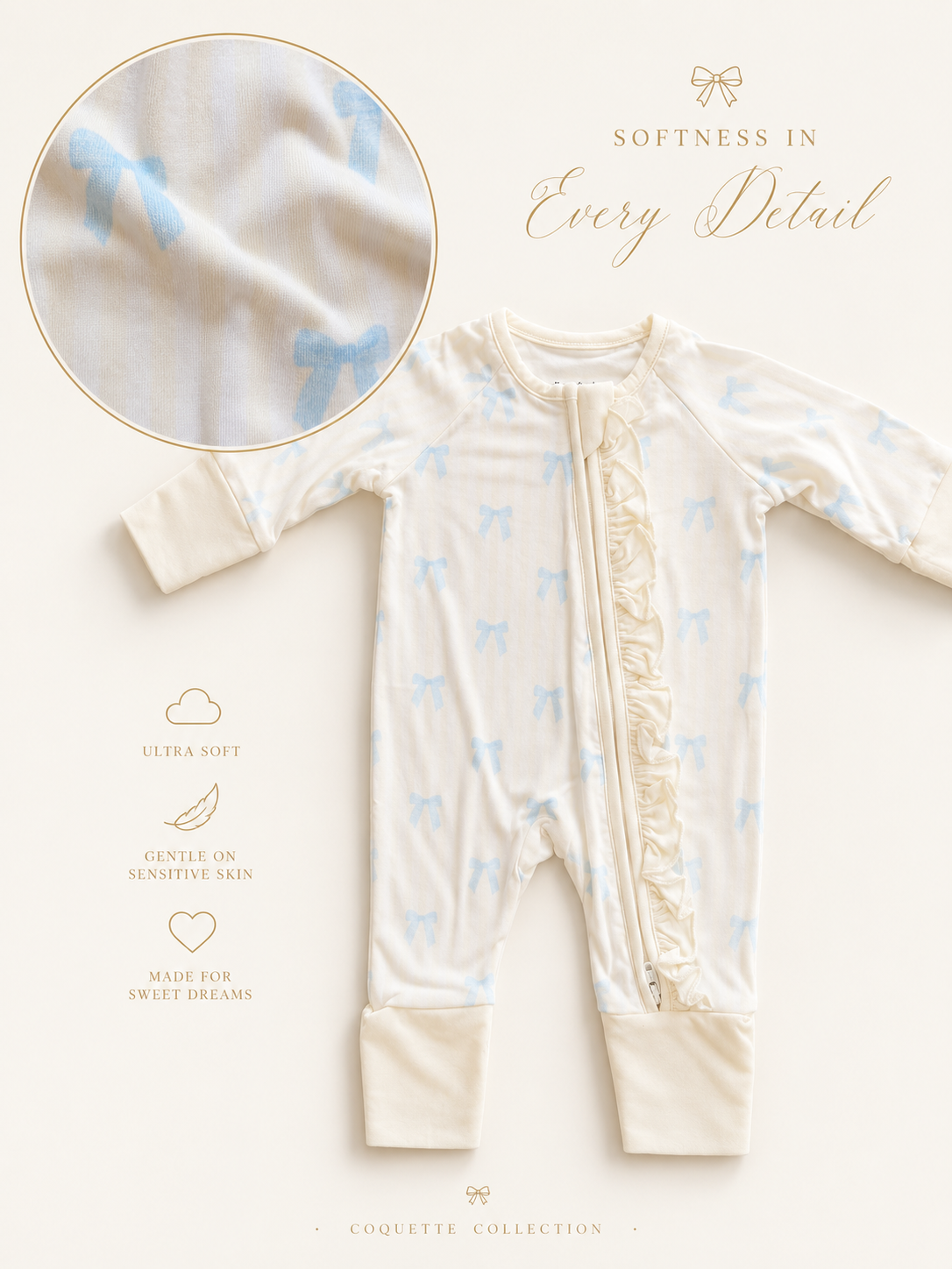 Blue bow Baby Bamboo Pajama
