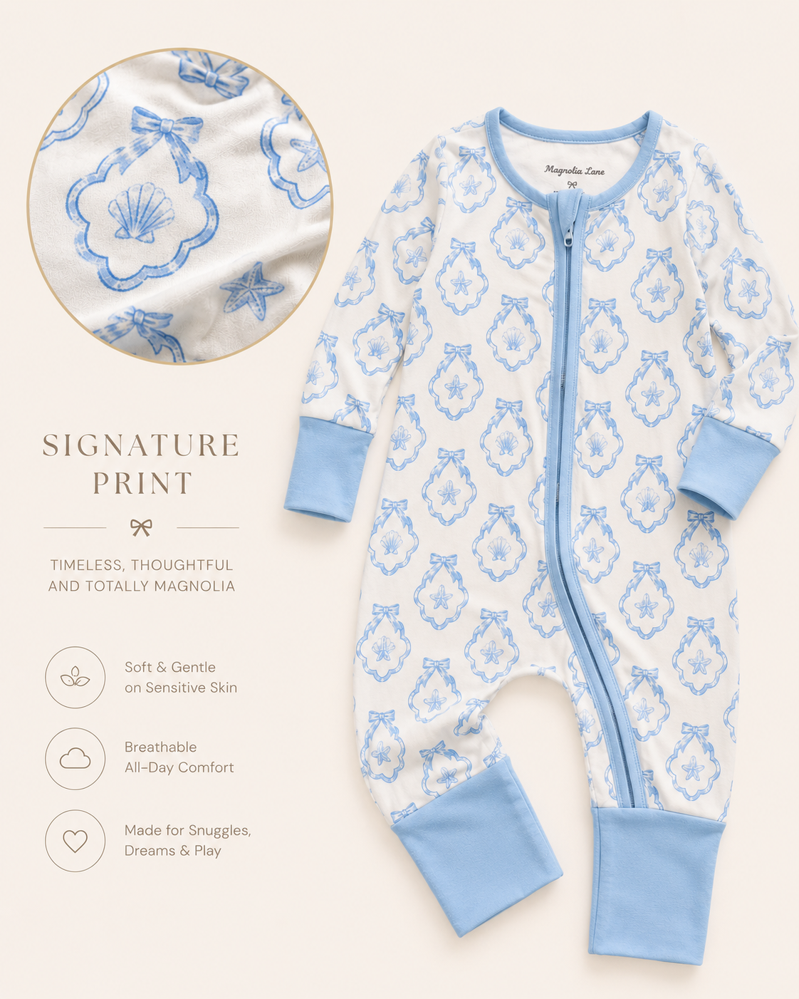 Baby Blue Bow Bamboo Pajama