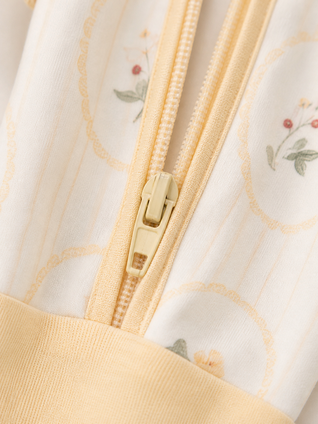 Sunshine Chick pajama two-way zipper detail