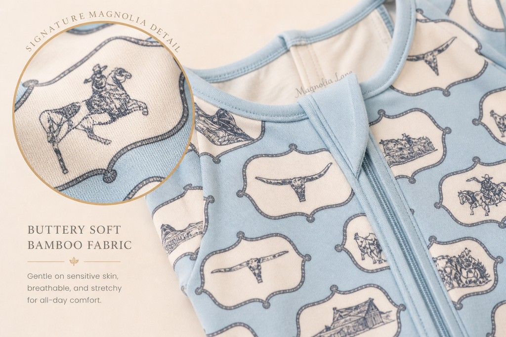 Little Blue Cowboy Baby Bamboo Pajama