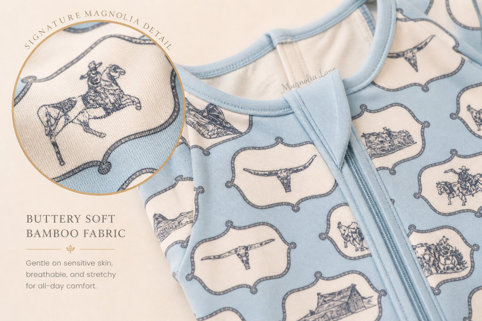 Little Blue Cowboy Baby Bamboo Pajama