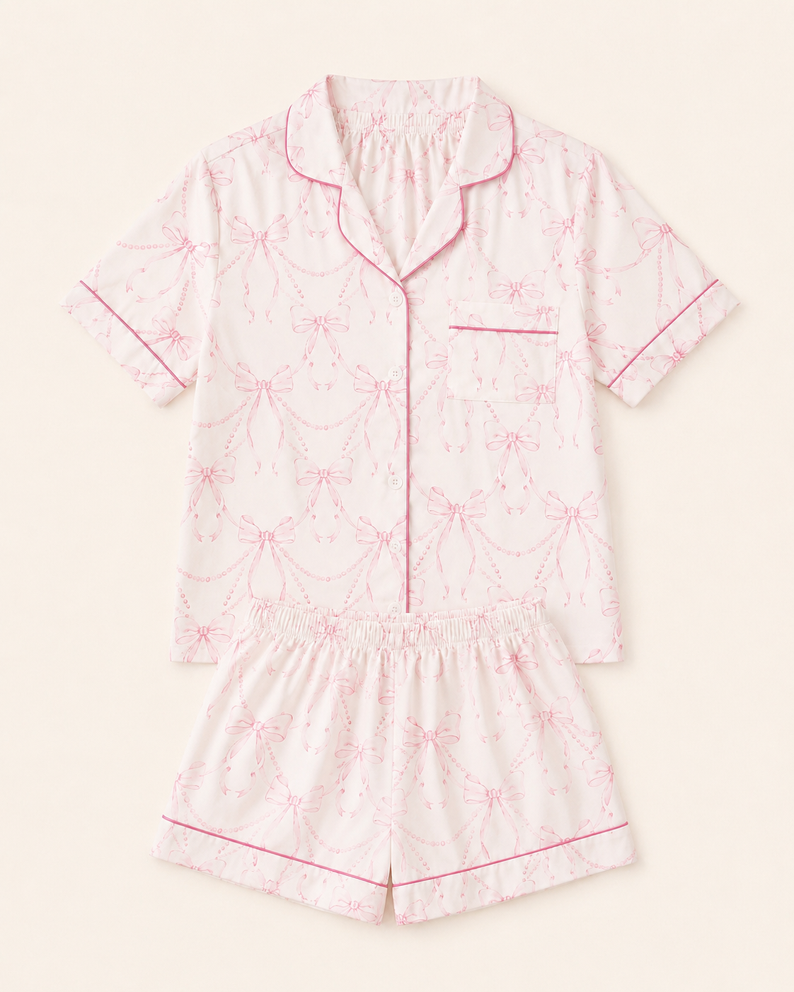 Beige Coquette Beauty Adult Two piece Pajama